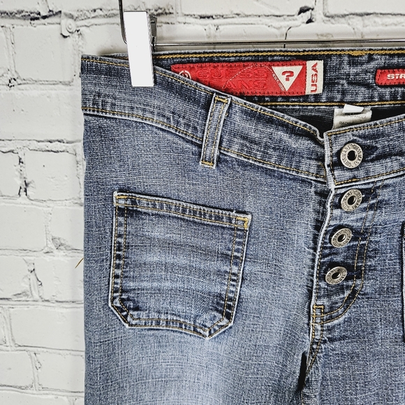 GUESS | vintage exposed button fly flare leg stretch denim jeans - Picture 2 of 11
